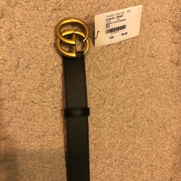 Gucci Leather Belt with Double G Buckle - Men 95 - Picture 3 of 8